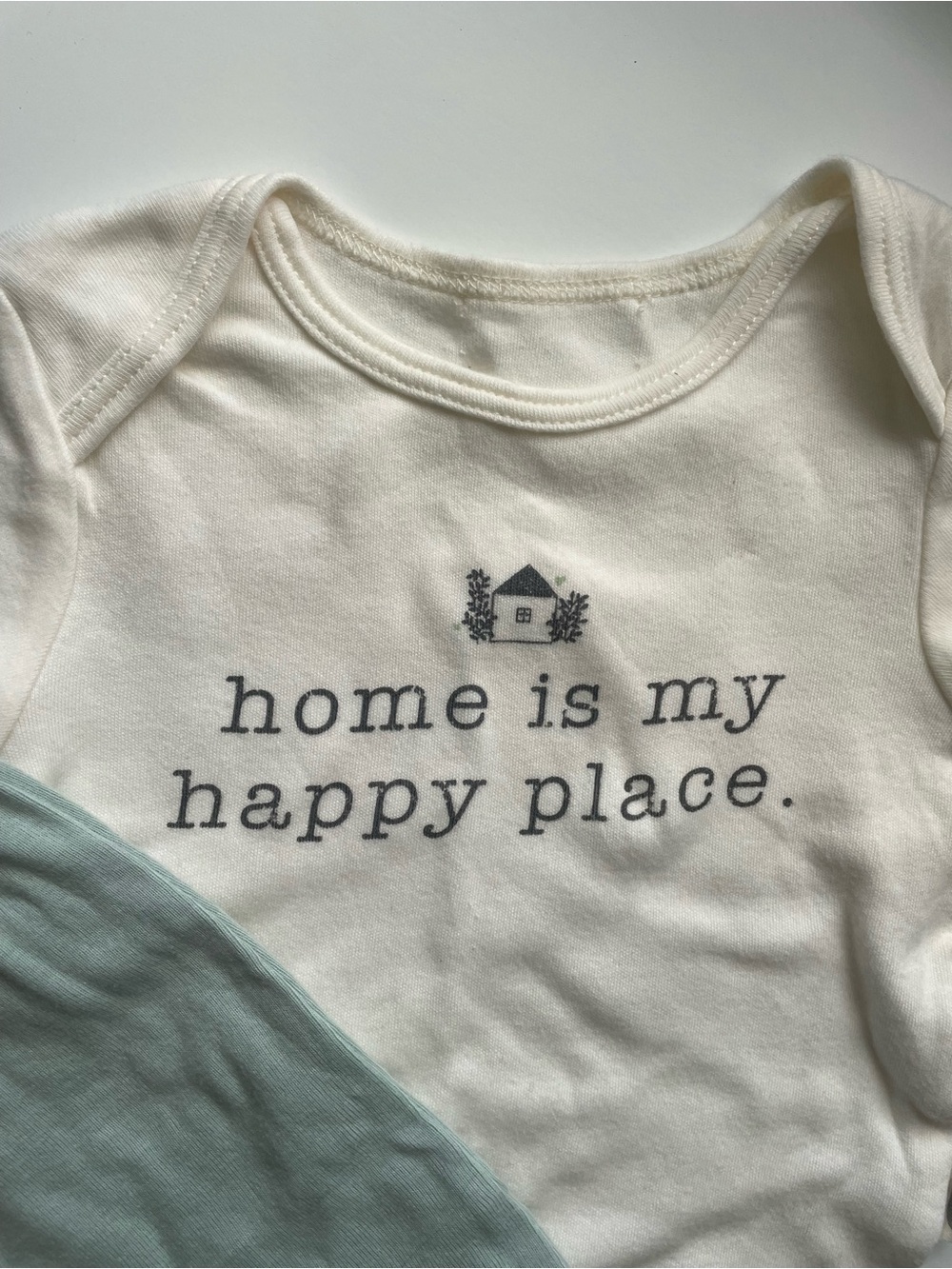 100% Organic Cotton 2-pc Set Cream Baby Bodysuit with 'home is my happy place.'